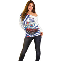 Personalized Cuba 2025 Independence Day Off Shoulder Sweater The Beauty Of Classic Car - Wonder Print Shop