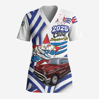 Personalized Cuba 2025 Independence Day Scrub Top The Beauty Of Classic Car - Wonder Print Shop