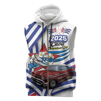 Personalized Cuba 2025 Independence Day Sleeveless Zip Hoodie The Beauty Of Classic Car - Wonder Print Shop