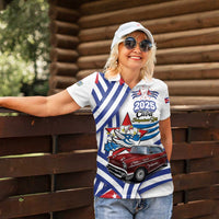 Personalized Cuba 2025 Independence Day Women Polo Shirt The Beauty Of Classic Car - Wonder Print Shop