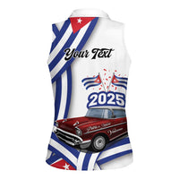 Personalized Cuba 2025 Independence Day Women Sleeveless Polo Shirt The Beauty Of Classic Car - Wonder Print Shop