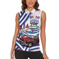 Personalized Cuba 2025 Independence Day Women Sleeveless Polo Shirt The Beauty Of Classic Car - Wonder Print Shop