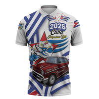 Personalized Cuba 2025 Independence Day Zipper Polo Shirt The Beauty Of Classic Car - Wonder Print Shop