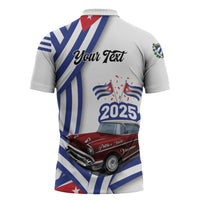 Personalized Cuba 2025 Independence Day Zipper Polo Shirt The Beauty Of Classic Car - Wonder Print Shop