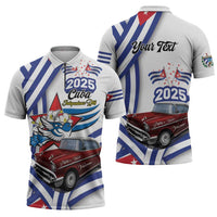Personalized Cuba 2025 Independence Day Zipper Polo Shirt The Beauty Of Classic Car - Wonder Print Shop