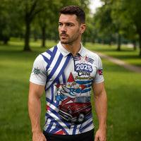 Personalized Cuba 2025 Independence Day Zipper Polo Shirt The Beauty Of Classic Car - Wonder Print Shop
