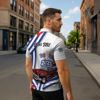 Personalized Cuba 2025 Independence Day Zipper Polo Shirt The Beauty Of Classic Car - Wonder Print Shop