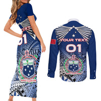 Custom Samoa Rugby Couples Matching Short Sleeve Bodycon Dress and Long Sleeve Button Shirt Toa Samoa Myriad Patterns - Wonder Print Shop