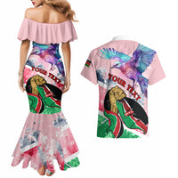 Personalised Kenya Independence Day Couples Matching Mermaid Dress and Hawaiian Shirt The Lilac Breasted Roller Unique Version - Wonder Print Shop