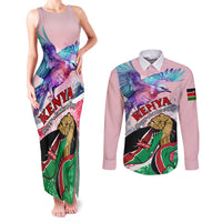 Personalised Kenya Independence Day Couples Matching Tank Maxi Dress and Long Sleeve Button Shirt The Lilac Breasted Roller Unique Version - Wonder Print Shop