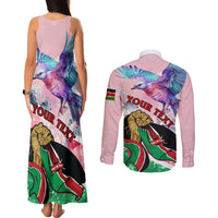 Personalised Kenya Independence Day Couples Matching Tank Maxi Dress and Long Sleeve Button Shirt The Lilac Breasted Roller Unique Version - Wonder Print Shop