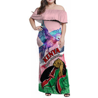 Personalised Kenya Independence Day Family Matching Off Shoulder Maxi Dress and Hawaiian Shirt The Lilac Breasted Roller Unique Version - Wonder Print Shop