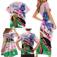 Personalised Kenya Independence Day Family Matching Short Sleeve Bodycon Dress and Hawaiian Shirt The Lilac Breasted Roller Unique Version - Wonder Print Shop