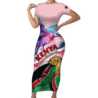 Personalised Kenya Independence Day Family Matching Short Sleeve Bodycon Dress and Hawaiian Shirt The Lilac Breasted Roller Unique Version - Wonder Print Shop