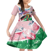 Personalised Kenya Independence Day Kid Short Sleeve Dress The Lilac Breasted Roller Unique Version - Wonder Print Shop