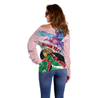 Personalised Kenya Independence Day Off Shoulder Sweater The Lilac Breasted Roller Unique Version - Wonder Print Shop
