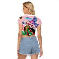 Personalised Kenya Independence Day Raglan Cropped T Shirt The Lilac Breasted Roller Unique Version - Wonder Print Shop