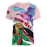 Personalised Kenya Independence Day Women V Neck T Shirt The Lilac Breasted Roller Unique Version - Wonder Print Shop
