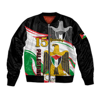 Personalised Palestine Independence Day Bomber Jacket Palestinian Coat Of Arms Special Version - Wonder Print Shop