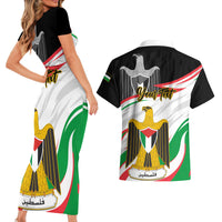 Personalised Palestine Independence Day Couples Matching Short Sleeve Bodycon Dress and Hawaiian Shirt Palestinian Coat Of Arms Special Version - Wonder Print Shop
