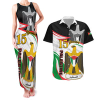 Personalised Palestine Independence Day Couples Matching Tank Maxi Dress and Hawaiian Shirt Palestinian Coat Of Arms Special Version - Wonder Print Shop