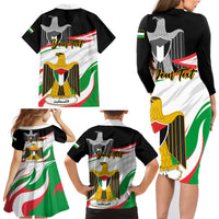Personalised Palestine Independence Day Family Matching Long Sleeve Bodycon Dress and Hawaiian Shirt Palestinian Coat Of Arms Special Version - Wonder Print Shop