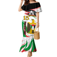 Personalised Palestine Independence Day Family Matching Mermaid Dress and Hawaiian Shirt Palestinian Coat Of Arms Special Version - Wonder Print Shop