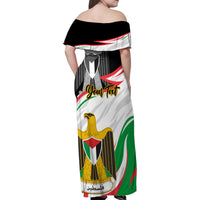 Personalised Palestine Independence Day Family Matching Off Shoulder Maxi Dress and Hawaiian Shirt Palestinian Coat Of Arms Special Version - Wonder Print Shop