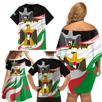 Personalised Palestine Independence Day Family Matching Off Shoulder Short Dress and Hawaiian Shirt Palestinian Coat Of Arms Special Version - Wonder Print Shop