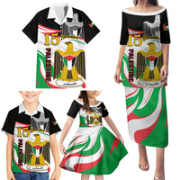 Personalised Palestine Independence Day Family Matching Puletasi Dress and Hawaiian Shirt Palestinian Coat Of Arms Special Version - Wonder Print Shop