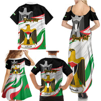 Personalised Palestine Independence Day Family Matching Summer Maxi Dress and Hawaiian Shirt Palestinian Coat Of Arms Special Version - Wonder Print Shop
