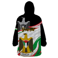 Personalised Palestine Independence Day Wearable Blanket Hoodie Palestinian Coat Of Arms Special Version - Wonder Print Shop