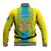 Personalised Kazakhstan Independence Day Baseball Jacket Kazakhstanian Coat Of Arms Special Version - Wonder Print Shop