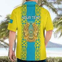 Personalised Kazakhstan Independence Day Hawaiian Shirt Kazakhstanian Coat Of Arms Special Version - Wonder Print Shop
