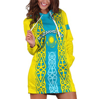 Personalised Kazakhstan Independence Day Hoodie Dress Kazakhstanian Coat Of Arms Special Version - Wonder Print Shop