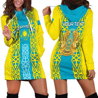 Personalised Kazakhstan Independence Day Hoodie Dress Kazakhstanian Coat Of Arms Special Version - Wonder Print Shop
