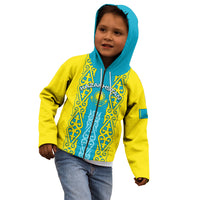 Personalised Kazakhstan Independence Day Kid Hoodie Kazakhstanian Coat Of Arms Special Version - Wonder Print Shop
