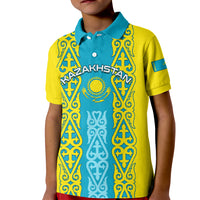 Personalised Kazakhstan Independence Day Kid Polo Shirt Kazakhstanian Coat Of Arms Special Version - Wonder Print Shop
