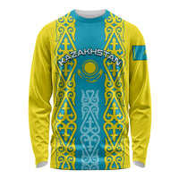 Personalised Kazakhstan Independence Day Long Sleeve Shirt Kazakhstanian Coat Of Arms Special Version - Wonder Print Shop