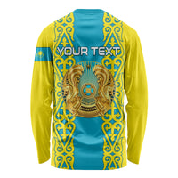Personalised Kazakhstan Independence Day Long Sleeve Shirt Kazakhstanian Coat Of Arms Special Version - Wonder Print Shop