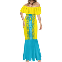 Personalised Kazakhstan Independence Day Mermaid Dress Kazakhstanian Coat Of Arms Special Version - Wonder Print Shop