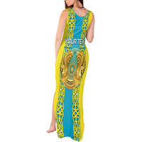 Personalised Kazakhstan Independence Day Tank Maxi Dress Kazakhstanian Coat Of Arms Special Version - Wonder Print Shop