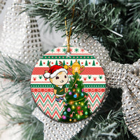 South Africa Rugby Christmas Ceramic Ornament Cute Springbok With Christmas Tree - Wonder Print Shop