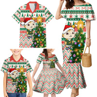 Personalised South Africa Rugby Christmas Family Matching Mermaid Dress and Hawaiian Shirt Cute Springbok With Christmas Tree - Wonder Print Shop