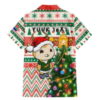 Personalised South Africa Rugby Christmas Family Matching Mermaid Dress and Hawaiian Shirt Cute Springbok With Christmas Tree - Wonder Print Shop