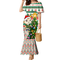Personalised South Africa Rugby Christmas Family Matching Mermaid Dress and Hawaiian Shirt Cute Springbok With Christmas Tree - Wonder Print Shop