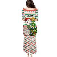 Personalised South Africa Rugby Christmas Family Matching Puletasi Dress and Hawaiian Shirt Cute Springbok With Christmas Tree - Wonder Print Shop