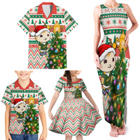 Personalised South Africa Rugby Christmas Family Matching Tank Maxi Dress and Hawaiian Shirt Cute Springbok With Christmas Tree - Wonder Print Shop