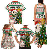 Personalised South Africa Rugby Christmas Family Matching Tank Maxi Dress and Hawaiian Shirt Cute Springbok With Christmas Tree - Wonder Print Shop
