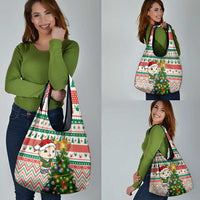 Personalised South Africa Rugby Christmas Grocery Bag Cute Springbok With Christmas Tree